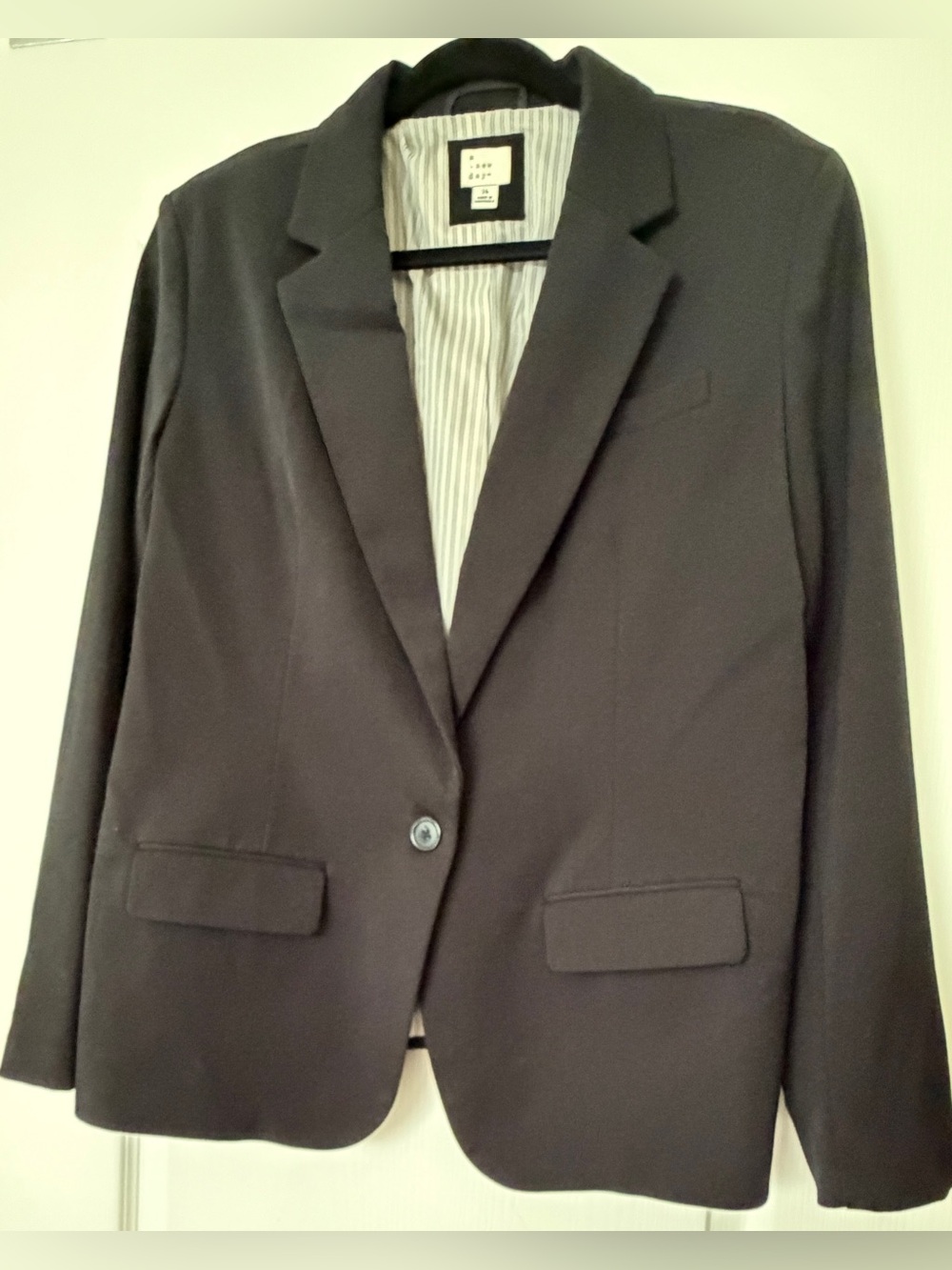 a new day Black Single-Button Women's Blazer Size 14